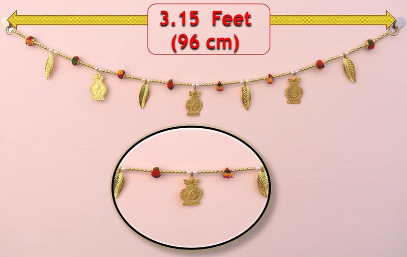 DIVINE TRADING DIVINE TRADING Lavish Varieties of Paddy Thorana Colourful Pearl Floral Design Pom Pom Gujarats Special Hanging Handmade Kalash Home Ashtalakshi Bhandarwa Pom Pom Small Kalash  - Image 2