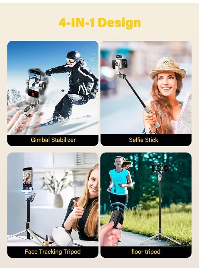 AOCHUAN Smartphone Gimbal Stabilizer, Smart Face Tracking Tripod Without APP - 4 in 1 Cellphone Gimbal Stabilizer for iPhone&Android Extended 108cm Rod with RGB Fill Light - Image 2