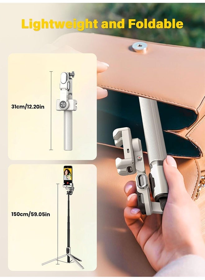 AOCHUAN Smartphone Gimbal Stabilizer, Smart Face Tracking Tripod Without APP - 4 in 1 Cellphone Gimbal Stabilizer for iPhone&Android Extended 108cm Rod with RGB Fill Light - Image 3