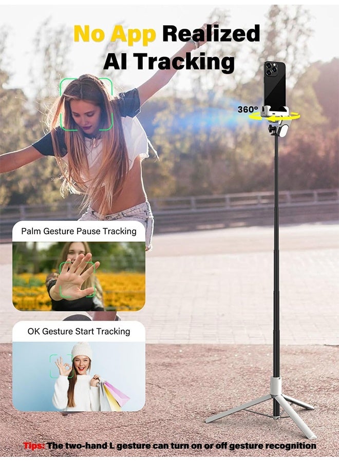 AOCHUAN Smartphone Gimbal Stabilizer, Smart Face Tracking Tripod Without APP - 4 in 1 Cellphone Gimbal Stabilizer for iPhone&Android Extended 108cm Rod with RGB Fill Light - Image 4