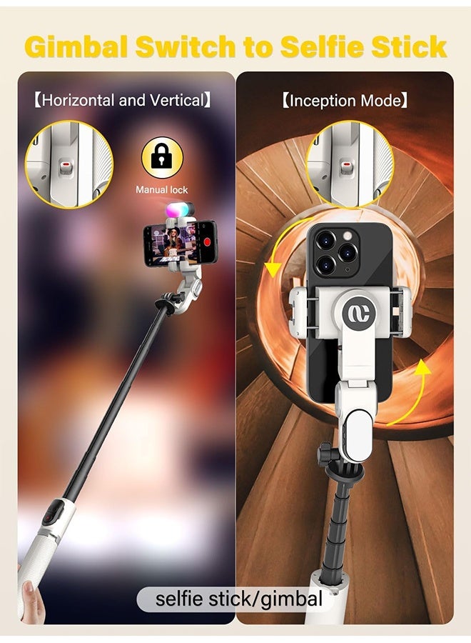AOCHUAN Smartphone Gimbal Stabilizer, Smart Face Tracking Tripod Without APP - 4 in 1 Cellphone Gimbal Stabilizer for iPhone&Android Extended 108cm Rod with RGB Fill Light - Image 5