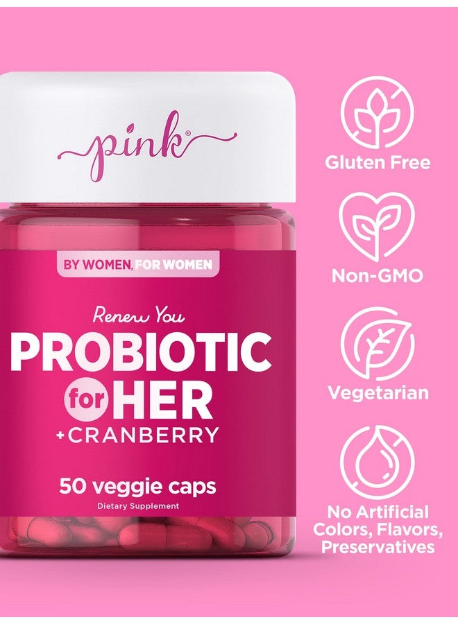 PINK Probiotics For Women ; 50 Veggie Capsules ; 5 Billion Cfu ; Plus Cranberry ; Vegetarian Nongmo & Gluten Free Supplement - Image 5