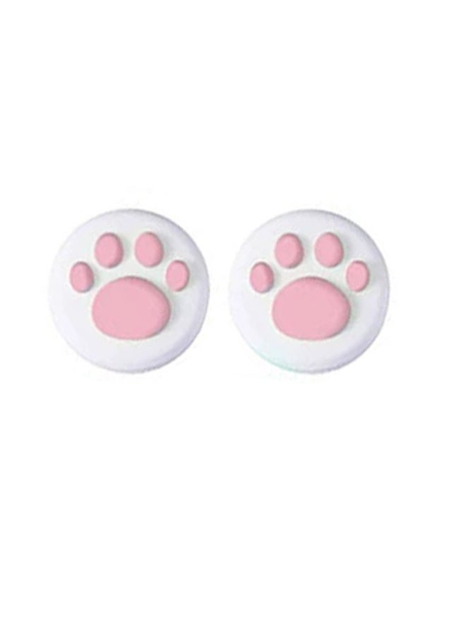 Switch Handle Rocker Cap Lite Cat Claw Rocker Set Nintendo Joycon Button NS Handle Silicone Set-Product Color:Pink Cat Paws On White Background  - Image 1