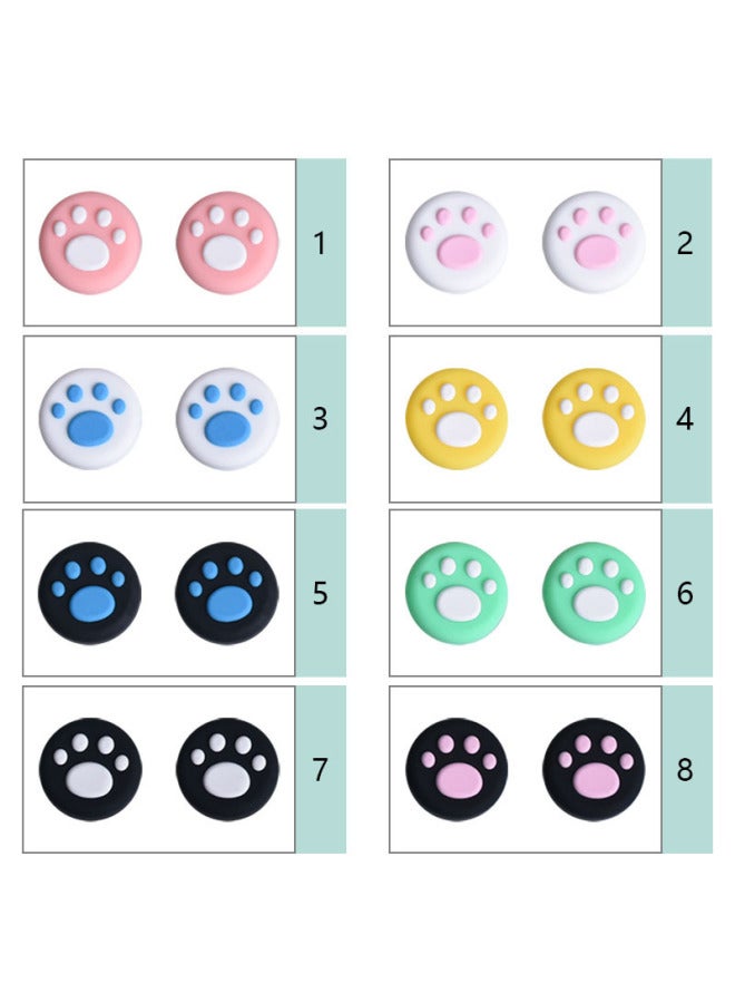Switch Handle Rocker Cap Lite Cat Claw Rocker Set Nintendo Joycon Button NS Handle Silicone Set-Product Color:Pink Cat Paws On White Background  - Image 3