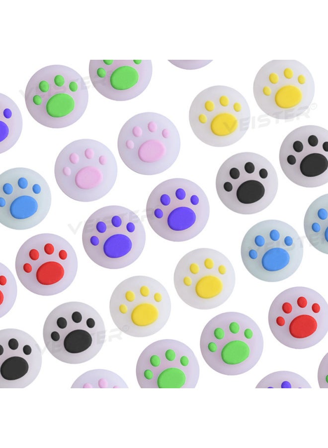 Switch Handle Rocker Cap Lite Cat Claw Rocker Set Nintendo Joycon Button NS Handle Silicone Set-Product Color:Pink Cat Paws On White Background  - Image 4
