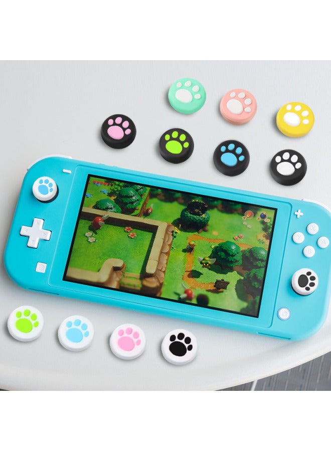 Switch Handle Rocker Cap Lite Cat Claw Rocker Set Nintendo Joycon Button NS Handle Silicone Set-Product Color:Pink Cat Paws On White Background  - Image 5