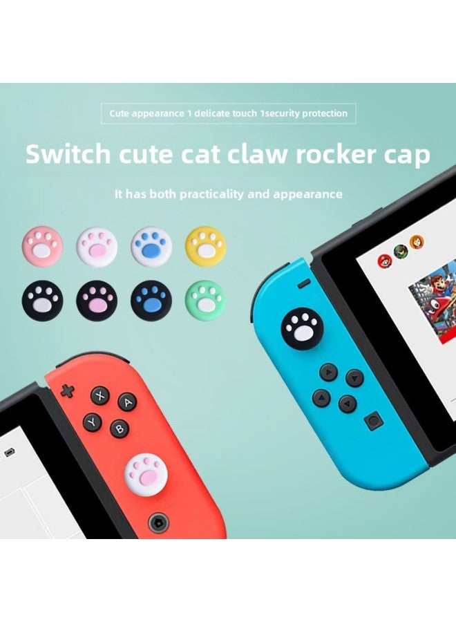 Switch Handle Rocker Cap Lite Cat Claw Rocker Set Nintendo Joycon Button NS Handle Silicone Set-Product Color:Pink Cat Paws On White Background  - Image 2