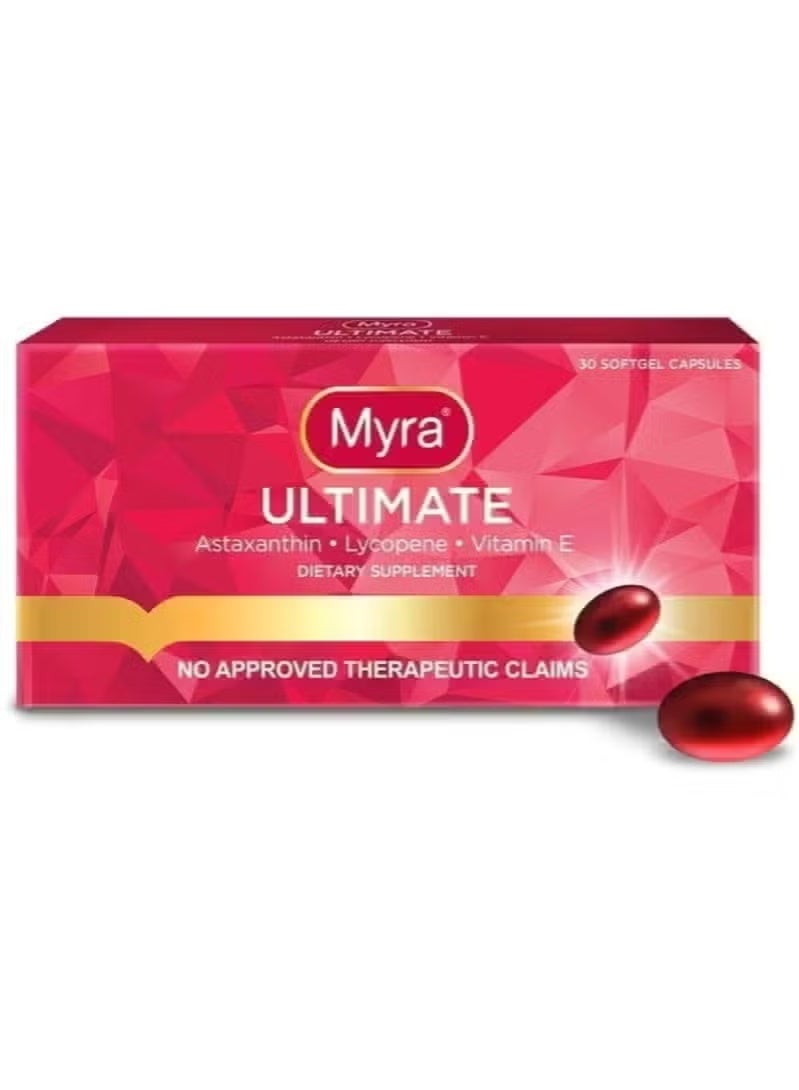 مايرا ألتيميت (Myra ULTIMATE) - أستازانتين، ليكوبين، فيتامين هـ - 30 كبسولة هلامية