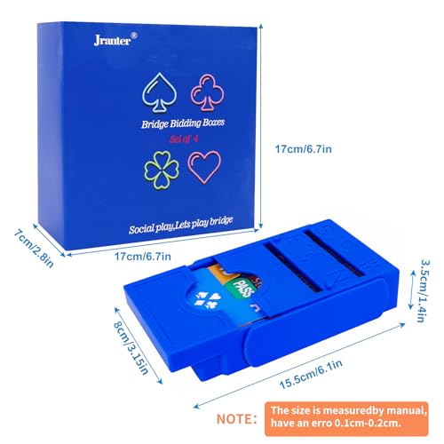 Jranter Bridge Bidding Boxes Set of 4 Premium Bridge Kit Bidding Device in Tournment Texas Holdem Blue Paper Cards - Image 5