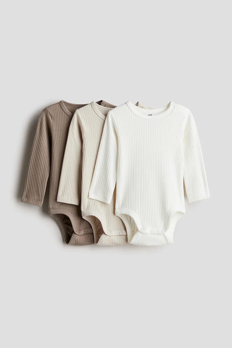 H&M 3-pack ribbed bodysuits