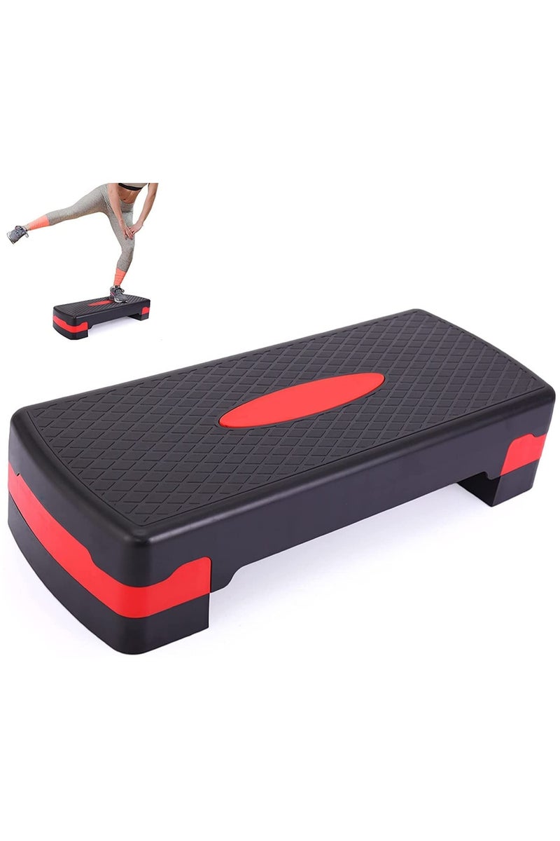 BLOOMING TIME Rhythm Pedal, Home Use Children's Aerobic Training Foot Pedal, Women's Jumping Jack Step Platform, Aerobic Exercise Pedal, Square Adjustable Aerobic Exercise Pedal, Indoor Multi-Functional Fitness Pedal, Black and Red - Image 1