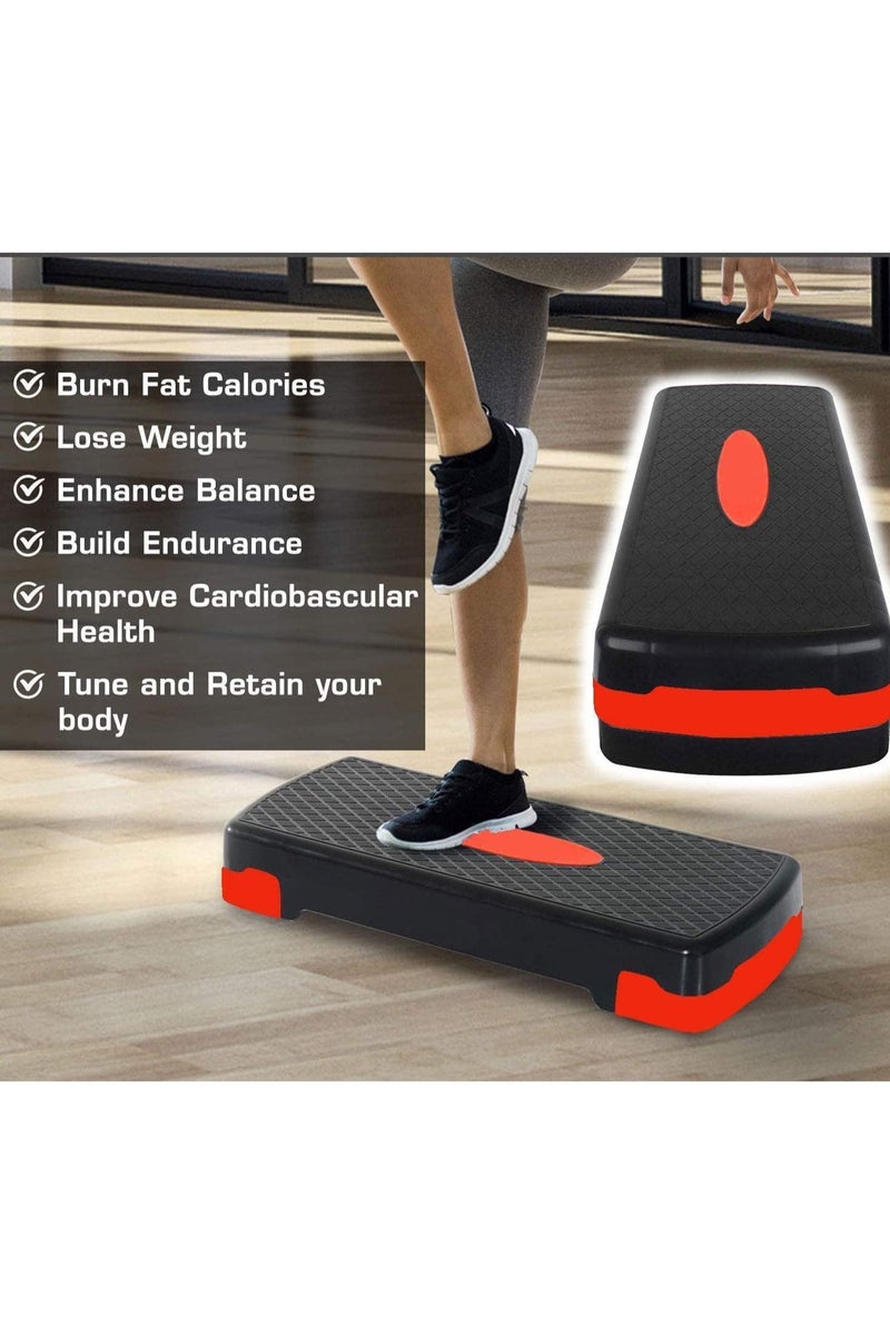 BLOOMING TIME Rhythm Pedal, Home Use Children's Aerobic Training Foot Pedal, Women's Jumping Jack Step Platform, Aerobic Exercise Pedal, Square Adjustable Aerobic Exercise Pedal, Indoor Multi-Functional Fitness Pedal, Black and Red - Image 3
