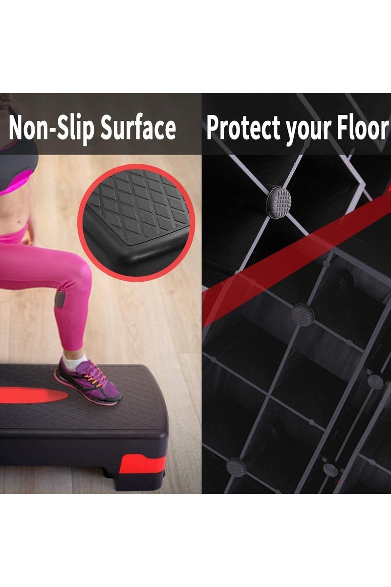 BLOOMING TIME Rhythm Pedal, Home Use Children's Aerobic Training Foot Pedal, Women's Jumping Jack Step Platform, Aerobic Exercise Pedal, Square Adjustable Aerobic Exercise Pedal, Indoor Multi-Functional Fitness Pedal, Black and Red - Image 5