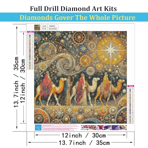 Mosaflare Pilgrimage Diamond Painting Kits for Adults, 5D Camel Caravan Diamond Art for Beginners, DIY Full Round Drill Paint by Diamonds Dot Gem Art for Adults, Home Wall Decor 13.7x13.7 Inch - Image 5