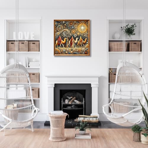Mosaflare Pilgrimage Diamond Painting Kits for Adults, 5D Camel Caravan Diamond Art for Beginners, DIY Full Round Drill Paint by Diamonds Dot Gem Art for Adults, Home Wall Decor 13.7x13.7 Inch - Image 2