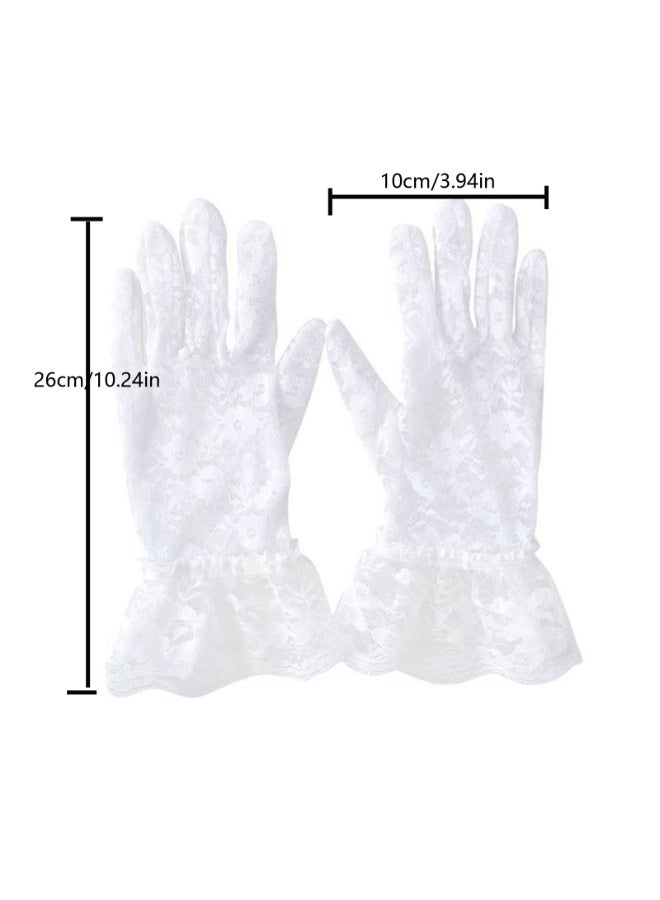 Women Bow Gloves Mesh Tea Party Glove Wedding Bridal Gloves - Image 3