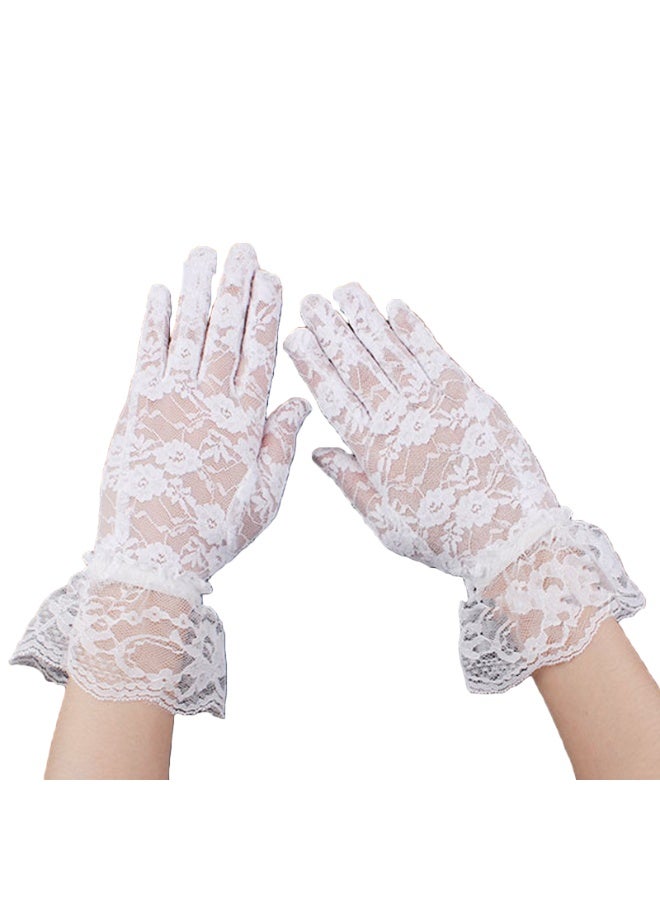 Women Bow Gloves Mesh Tea Party Glove Wedding Bridal Gloves - Image 1