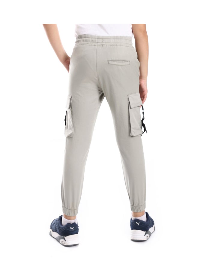 Andora Boys Cargo Pants Elastic Hem With 2 Pockets _ Pastel Olive - Image 3