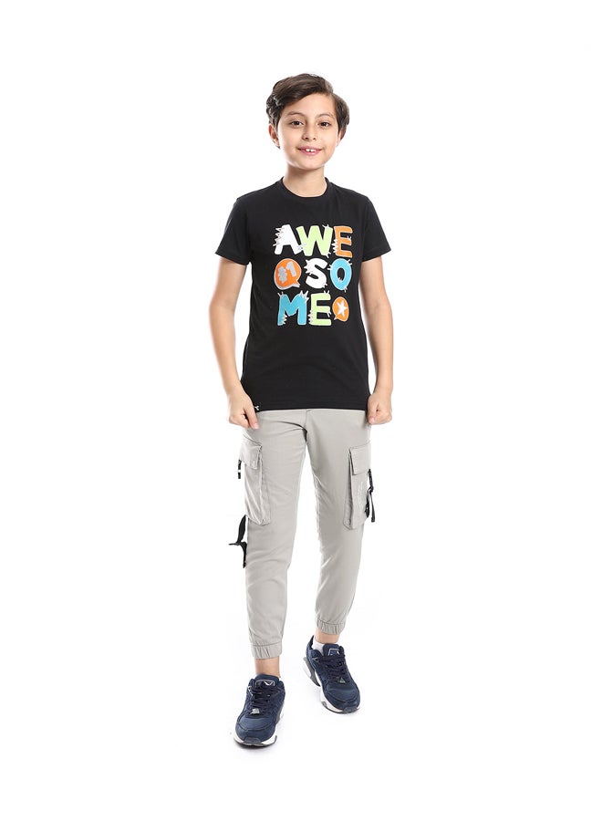 Andora Boys Cargo Pants Elastic Hem With 2 Pockets _ Pastel Olive - Image 1