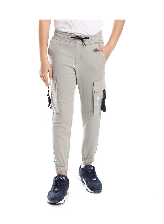 Andora Boys Cargo Pants Elastic Hem With 2 Pockets _ Pastel Olive - Image 2