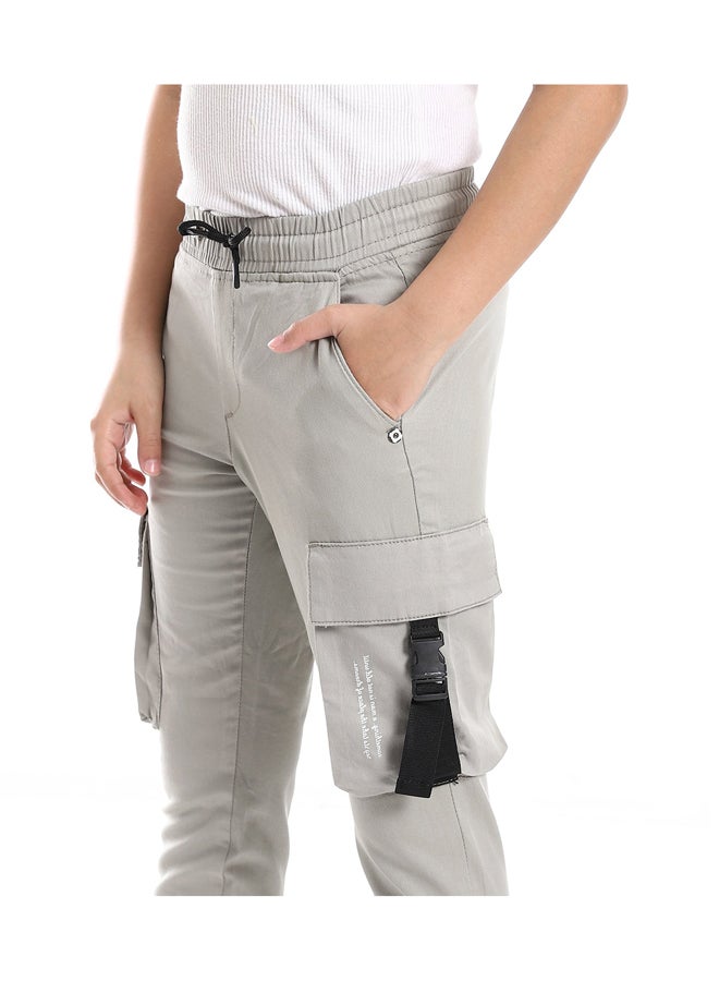 Andora Boys Cargo Pants Elastic Hem With 2 Pockets _ Pastel Olive - Image 4