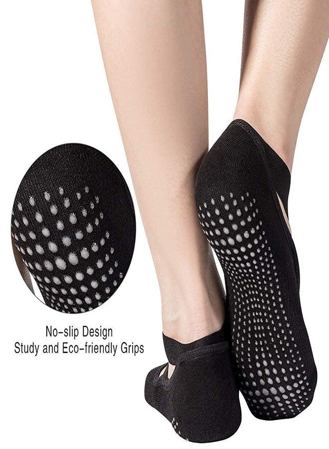SEFLICA Women's Anti Bacterial Anti-Skid Quarter Length Yoga/Pilates/Dance/Ballet Made With Bamboo Cotton Walking & Bikram Fitness Socks With Grips. Set Of 1 (IN, Alpha, Free Size, 1, Black) - Image 4