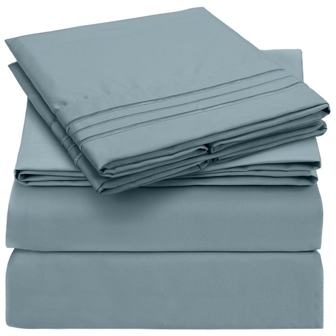 EXTRA DEEP QUEEN SHEETS 4 PC ICONIC COLLECTION BEDDING HOTEL LUXURY ULTRA SOFT COOLING BED SHEETS WRINKLE FADE STAIN RESISTANT QUEEN SPA BLUE