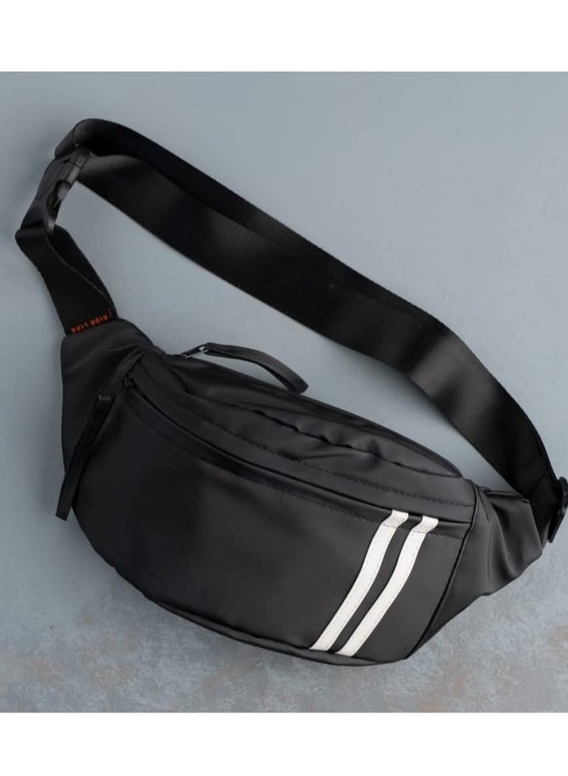 Waterproof waist and crossbody bag for unisex, black color