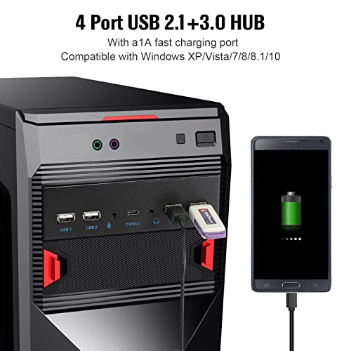 MZHOU USB2.0 + 3.0 Metal Front, 5.25 inch 19Pin Front Panel Adapter, 4 USB 3.0 Port hubs and (1HD Audio Port / 1TPY-C Port / 1 Microphone Input) - Image 5