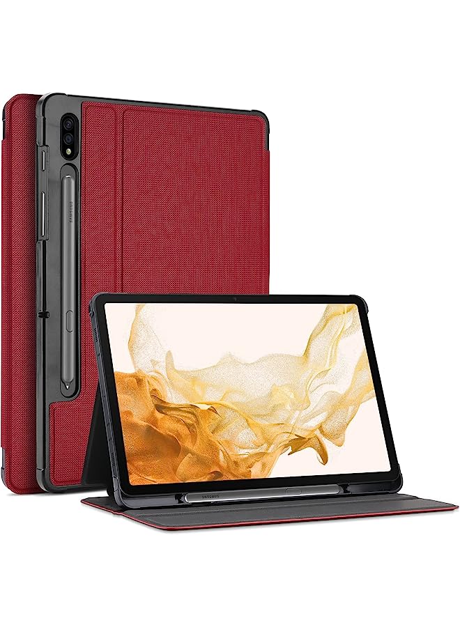 Procases Case For Galaxy Tab S7 Fe 5G 2021/S8 Plus 2022/S7 Plus 2020 12.4 Inch With S Pen Holder, Smart Cover For 12.4" Samsung Galaxy Tablet (Sm-X800 X806 T730 T736 T970 T975 T976 T978) -Red - Image 1