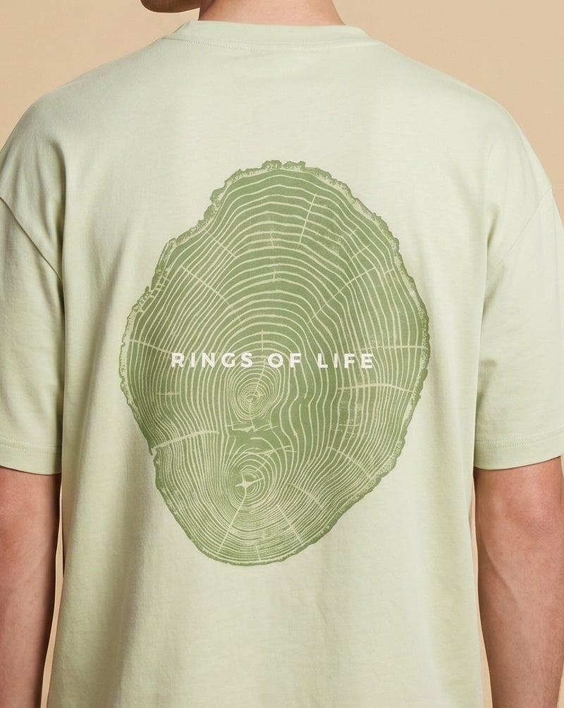 NOBERO Men's Oversized Graphic Print T-Shirt in Light Green - Image 3