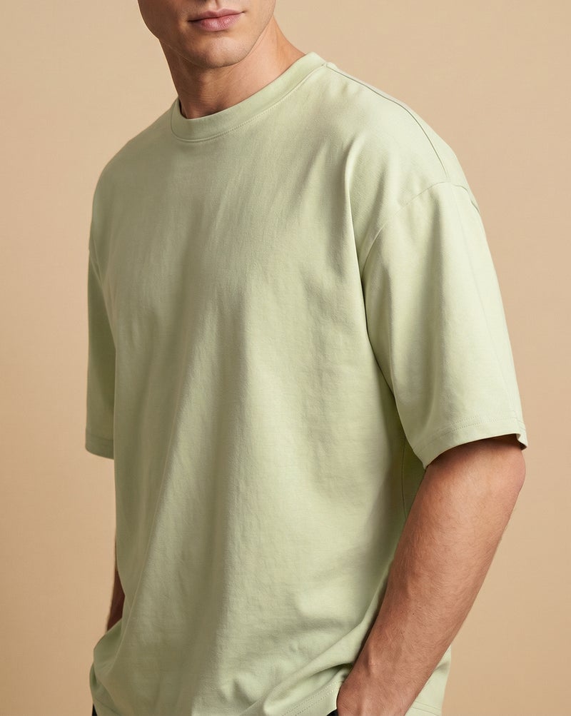 NOBERO Men's Oversized Graphic Print T-Shirt in Light Green - Image 4