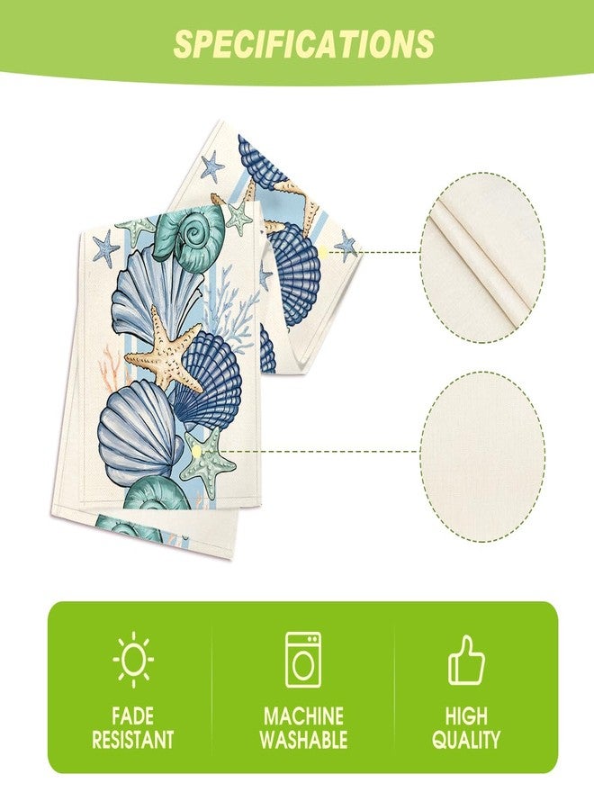 Artoid Mode Sea Shell Starfish Summer Table Runner,Spring Ocean Kitchen Dining Table Decoration for Home Party Decor 13x72 Inch - Image 5