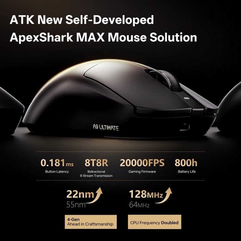ATK Dragonfly A9 Air Ultimate Plus Wireless Gaming Mouse PAW3955 Nordic 54L15 8K Tri-Mode Lightweight Esports - Image 5