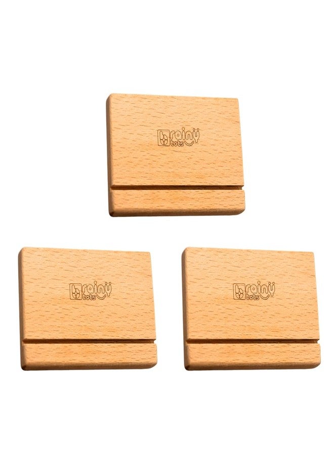 Brainytots Stable Flashcard Stands Set of 3 | Montessori Learning Tool | Enhances Visual & Cognitive Development | Anti-Topple Design | Easy-Swap Flashcard Holder | Natural Wood Display Multicolor - Image 1