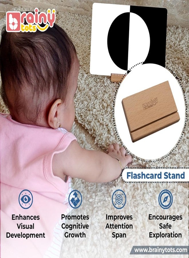 Brainytots Stable Flashcard Stands Set of 3 | Montessori Learning Tool | Enhances Visual & Cognitive Development | Anti-Topple Design | Easy-Swap Flashcard Holder | Natural Wood Display Multicolor - Image 2