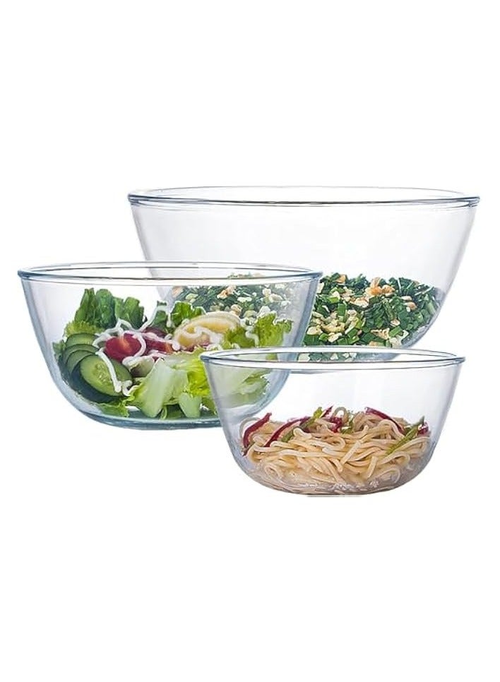 erorex Glass Mixing Bowl Set for Baking 3-Piece Salad Bowl Set, High Brosilicate Large Bowls for Kitchen Prepping Serving and Storage, Microwave Dishwasher Oven Safe  - Image 1
