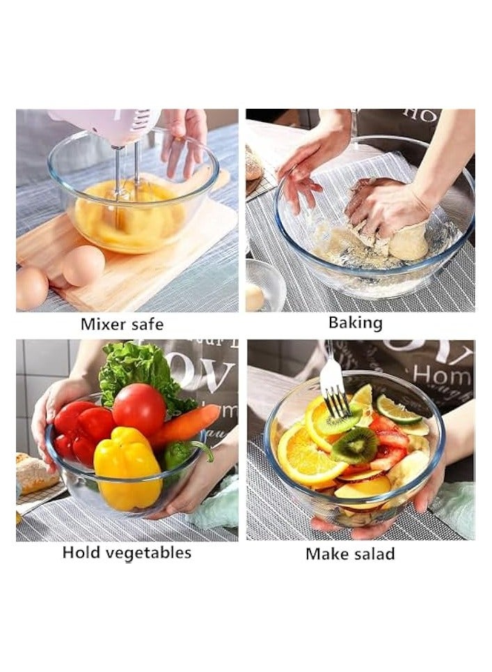 erorex Glass Mixing Bowl Set for Baking 3-Piece Salad Bowl Set, High Brosilicate Large Bowls for Kitchen Prepping Serving and Storage, Microwave Dishwasher Oven Safe  - Image 3