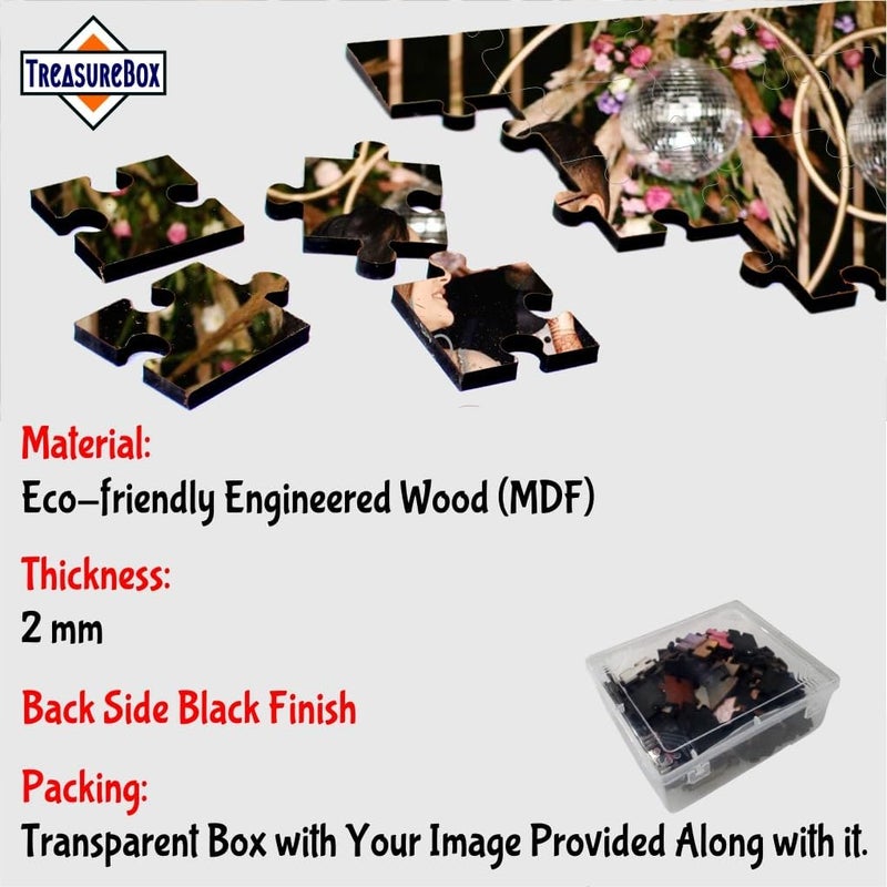 TreasureBox Wooden Personalized Customized Jigsaw Puzzle with Family Photo/Any Image of Your Choice/Company Logo or Product Image, A4 Size 11x8 inches - Image 3
