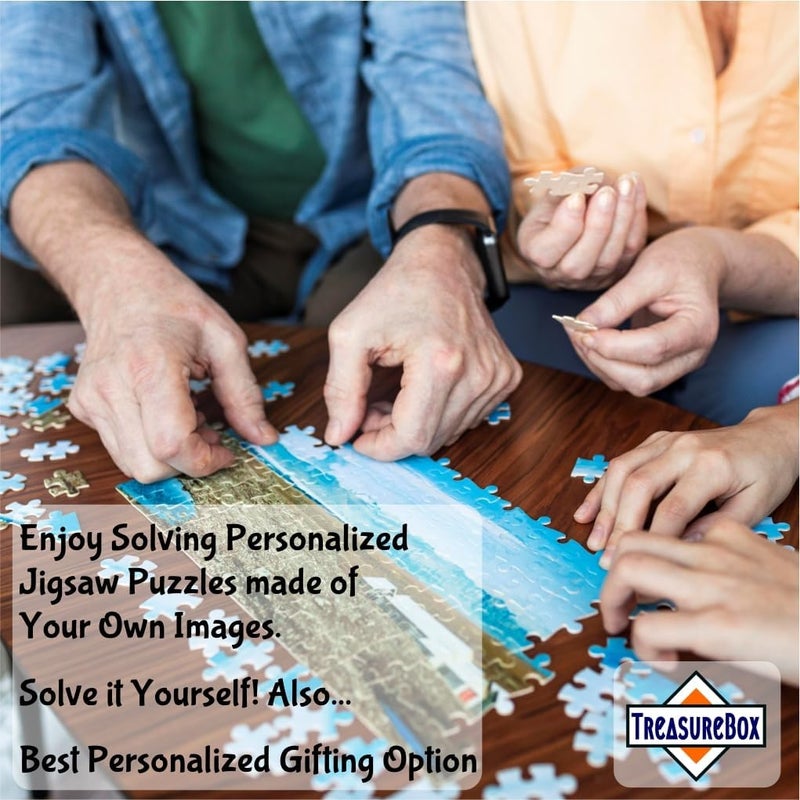 TreasureBox Wooden Personalized Customized Jigsaw Puzzle with Family Photo/Any Image of Your Choice/Company Logo or Product Image, A4 Size 11x8 inches - Image 2