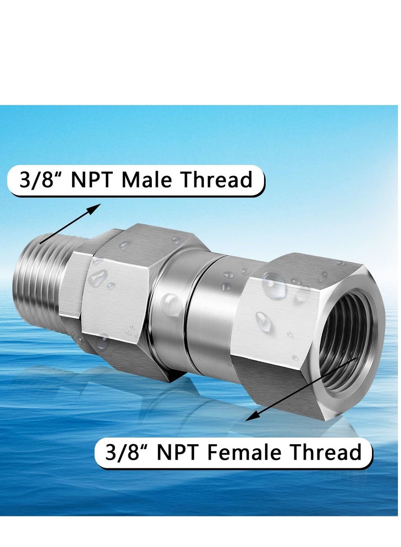 SYOSI 3/8 NPT Pressure Washer Swivel Fittings Kit, 2pcs Pressure Washer Swivel Joints,  360 Degree Kink Free Swivel Fitting For Pressure Washer Gun, Hose - Image 2