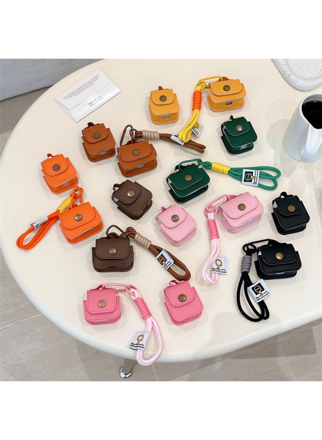 Solid Color Small Bag For Apple Bluetooth Wireless Earphone Set Small Fresh Women-Color:Green Leather Bag Earphone Cover + Lanyard-Applicable Models:Airpods Pro/airpods Pro2 Universal  - Image 2