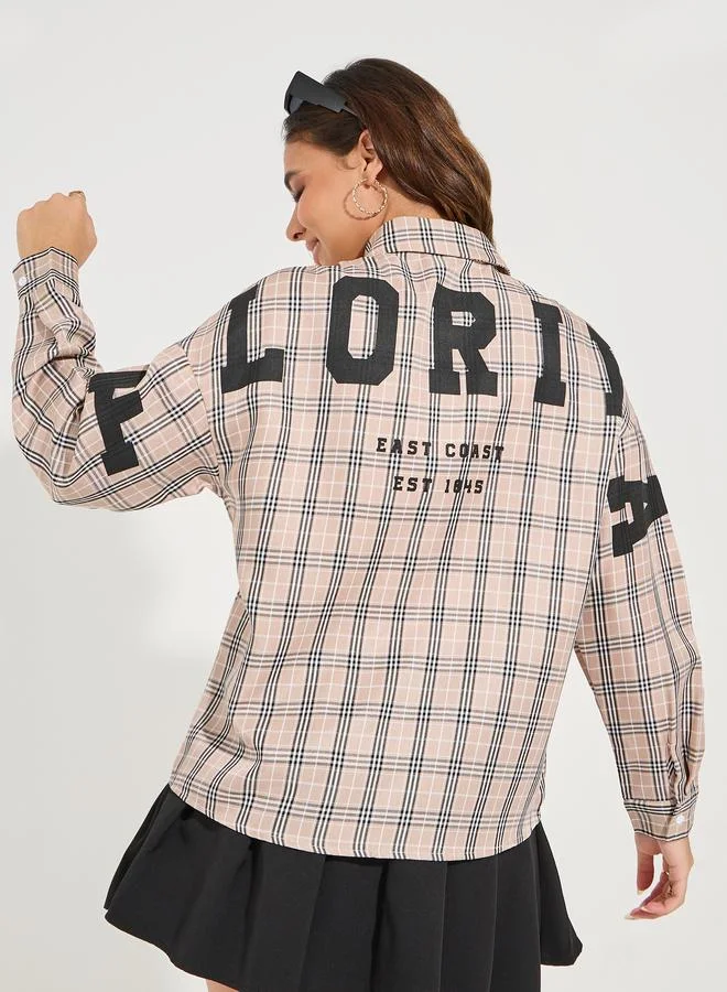 Styli Styli Oversized Checked Longline Shirt with Dropped Shoulder