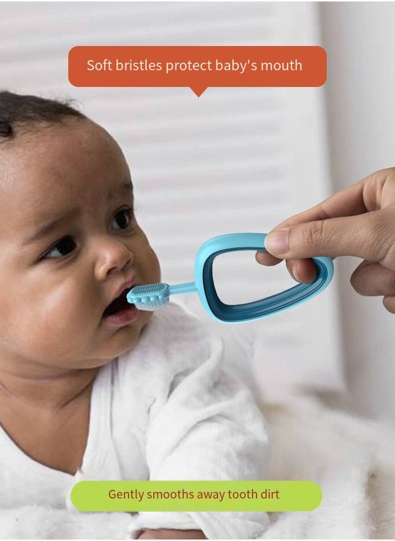 Hogokids - Baby Training Toothbrush Set Oral Cleaning Soft Capillary Silicone Toothbrush, Children's Teeth Cleaner, Baby Oral Hygiene Products Can Be Used As Dental Glue Chew 3 pcs (Orange) - Image 1