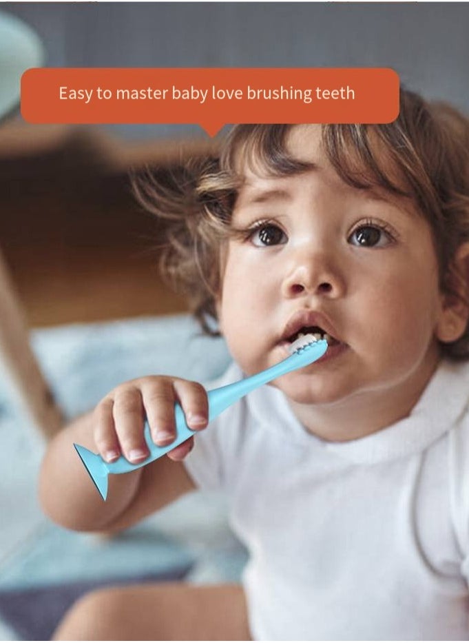 Hogokids - Baby Training Toothbrush Set Oral Cleaning Soft Capillary Silicone Toothbrush, Children's Teeth Cleaner, Baby Oral Hygiene Products Can Be Used As Dental Glue Chew 3 pcs (Orange) - Image 1
