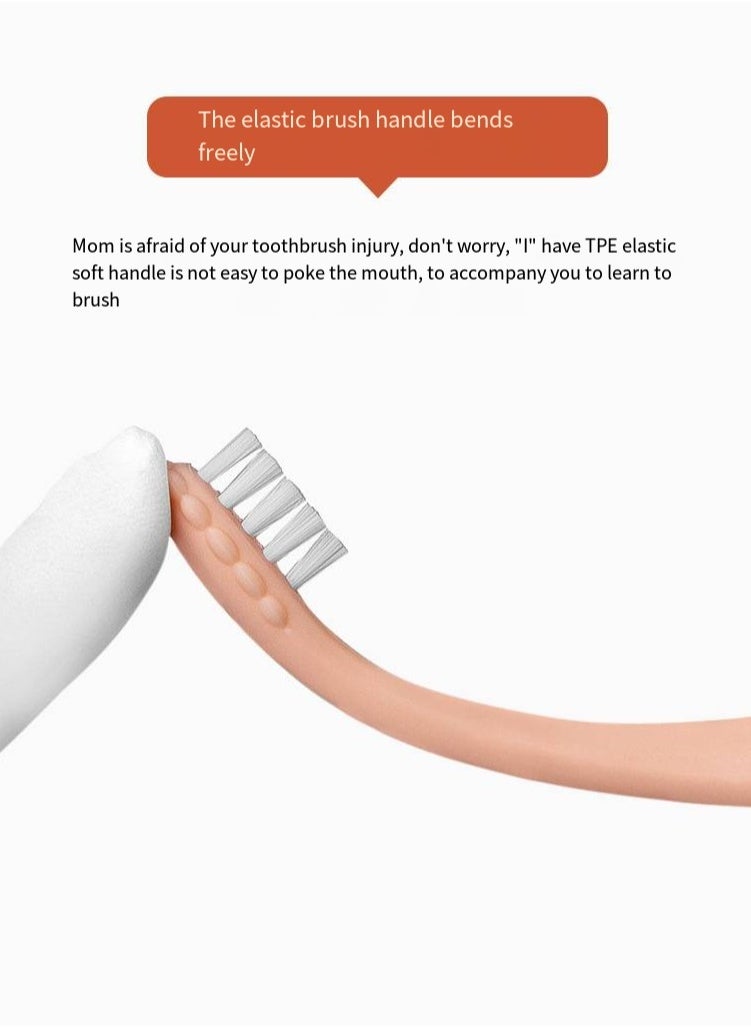 Hogokids - Baby Training Toothbrush Set Oral Cleaning Soft Capillary Silicone Toothbrush, Children's Teeth Cleaner, Baby Oral Hygiene Products Can Be Used As Dental Glue Chew 3 pcs (Orange) - Image 1