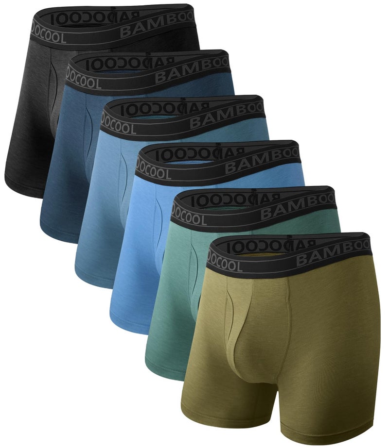 سروال داخلي رجالي من BAMBOO COOL قابل للتنفس مجموعة حديثة مريحة من 6 قطع مقاس M