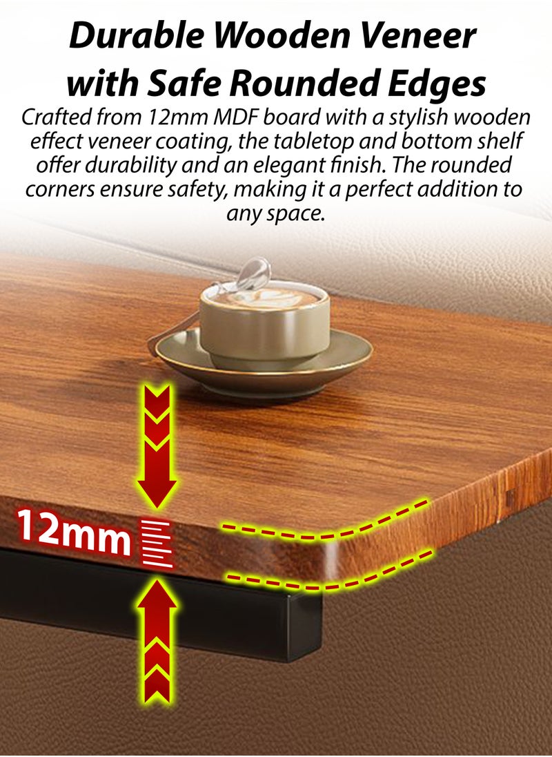 DBLEW Mobile C-Shaped End Table with Side Storage Pocket And 360 Degree Rotating Casters, MDF Wood-Effect Rectangular Top with Powder-Coated Carbon Steel Frame, Bottom Shelf Rack for Books & Magazines, Space-Saving Two Tier Over the Bed, Narrow Sofa Couch Side, Chair Side, 2 Layer Bedside Snack Table for Living Room, Bedroom, Office, Laptop Working Computer Study Work From Home Stand Slide Under Sofa Bed Rolling Desk  - Image 4