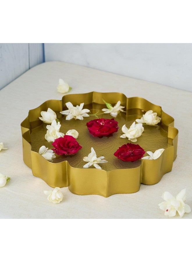 Divine Quest Divine Quest Urli Bowl Set for Decoration Indian - 9 Inch | Lotus Urli Bowl for Diwali Diya, Indian Decorations for Home | Brass Finish Urli for Floating Candles, Flowers. - Image 5