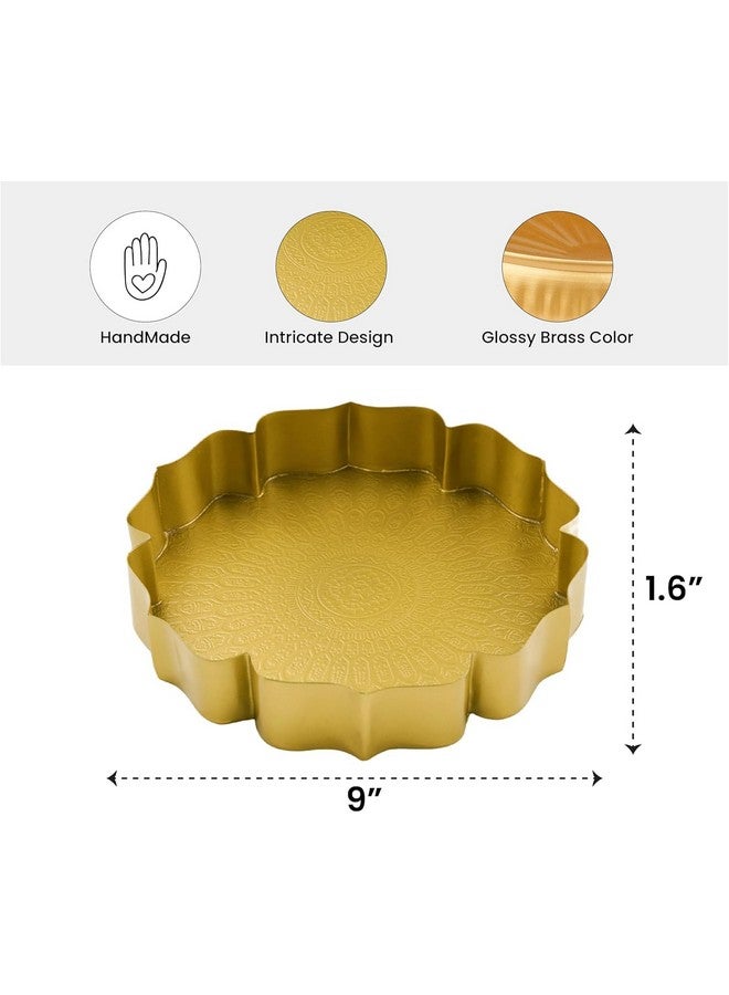 Divine Quest Divine Quest Urli Bowl Set for Decoration Indian - 9 Inch | Lotus Urli Bowl for Diwali Diya, Indian Decorations for Home | Brass Finish Urli for Floating Candles, Flowers. - Image 3
